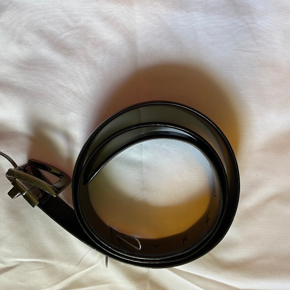 Perry Ellis Men Bonded Leather Dress Belt Black, Brown Reversible XL 42-44